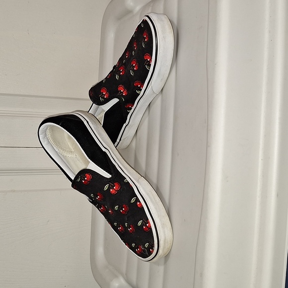 Vans Shoes - Vans classic cherry embroidered slip ons - 7½ - black